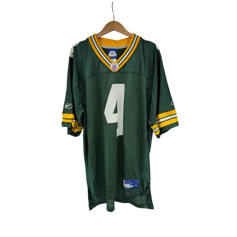Reebok Brett Favre Green Bay Packers NFL Jersey Mens Large Green No 4 Mesh